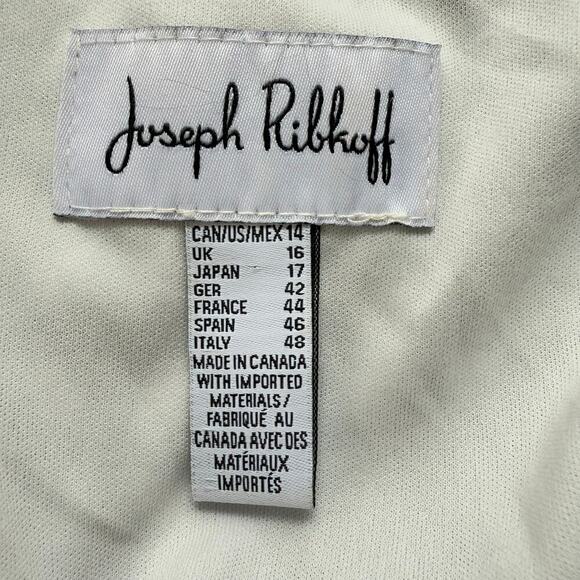 Joseph Ribkoff Blue Geo Print Sheath Midi‎ Dress V-Neck Sleeveless, Size 14 - Picture 5 of 11